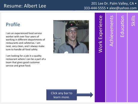 visual resume sample