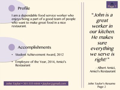 visual resume sample