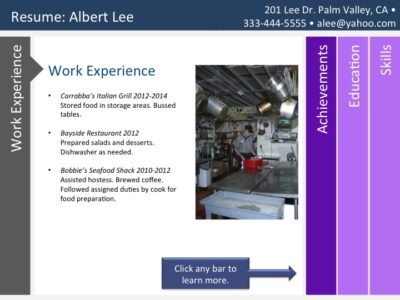 visual resume sample