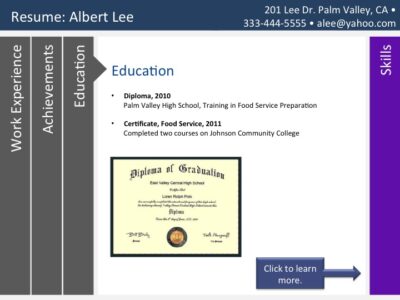 visual resume sample