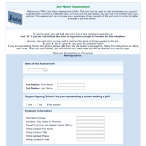 Job Match Assessment form