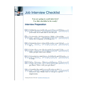 Interview Checklist – Disability Resources